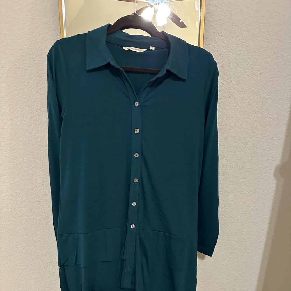NEW- SOFT SURROUNDINGS Tunic Top Jewel Tone Button Up Long Sleeve - Sz Medium